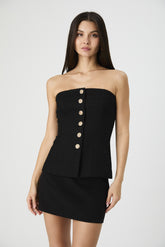 FRENCH CONNECTION STRUCTURED TWEED STRAPLESS TOP